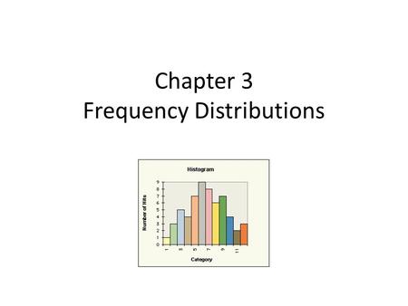 Chapter 3 Frequency Distributions. Frequency Distributions A frequency distribution lists the number of times, or frequency (f), each raw score (X) in.