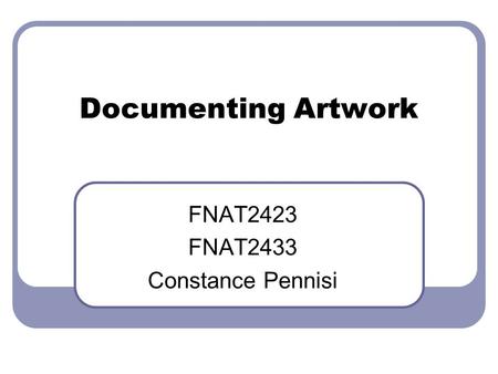 Documenting Artwork FNAT2423 FNAT2433 Constance Pennisi.