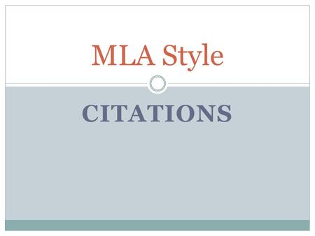 MLA Style Citations.