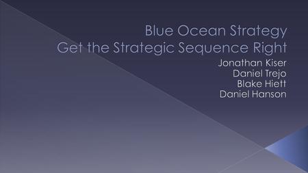  Discuss the Strategic Sequence and how to properly implement it into your business model  Validating your Blue Ocean ideas to ensure their longtime.