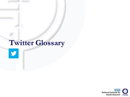 Twitter Glossary. #: People use the hashtag symbol # before a relevant keyword or phrase (no spaces) in their Tweet to categorize those Tweets and help.