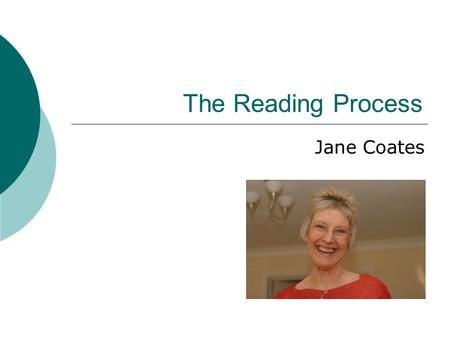 The Reading Process Jane Coates. Mrs Jane Coates Background: Jane Coates - an experienced Social Worker and Primary School Teacher based in Leeds, UK,