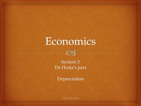 Section 3 Dr.Hoda’s part Depreciation