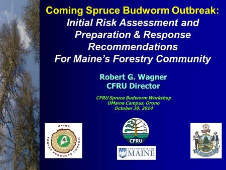 Coming Spruce Budworm Outbreak: Initial Risk Assessment and Preparation & Response Recommendations For Maine’s Forestry Community Coming Spruce Budworm.