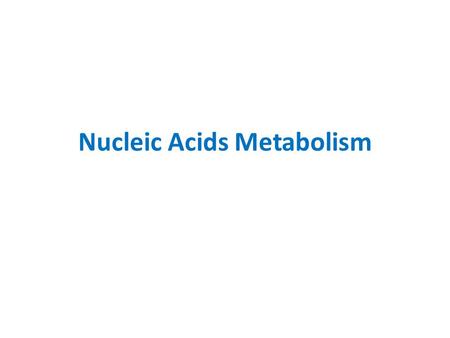 Nucleic Acids Metabolism