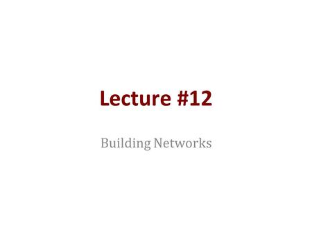 Lecture #12 Building Networks. Outline AMP biosynthesis and degradation –A dynamic balance (before the input is fixed) Genetic defects –Quite common in.