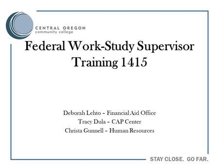 Federal Work-Study Supervisor Training 1415