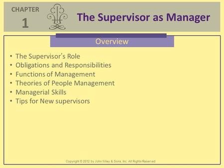 The Supervisor as Manager