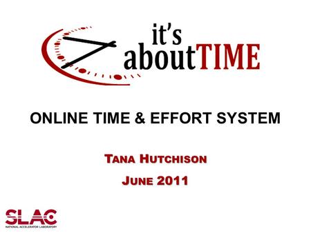 ONLINE TIME & EFFORT SYSTEM T ANA H UTCHISON J UNE 2011.