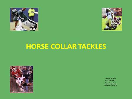 HORSE COLLAR TACKLES Prepared and Presented By : Ross Saunders, Ottawa, Ontario.