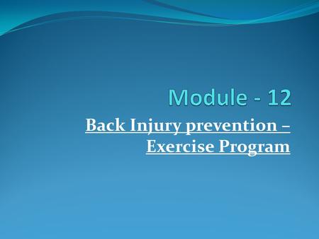 Back Injury prevention – Exercise Program