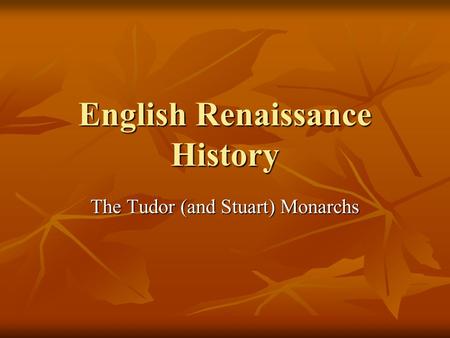 English Renaissance History