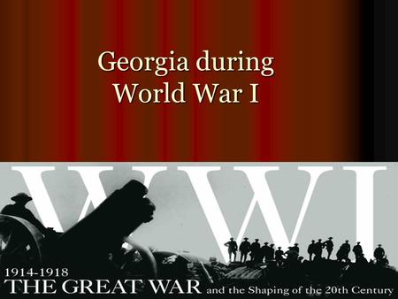 Georgia during World War I. SS8H7d: Give reasons for World War I and describe Give reasons for World War I and describe Georgia’s contribution.