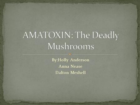 By:Holly Anderson Anna Nease Dalton Meshell. Of more than 5000 species of mushrooms in the United States, approximately 100 are poisonous, and less than.