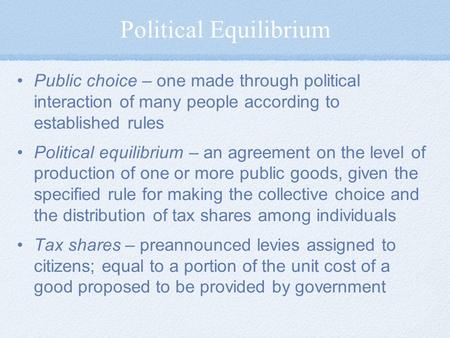 Political Equilibrium