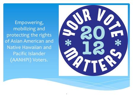 Empowering, mobilizing and protecting the rights of Asian American and Native Hawaiian and Pacific Islander (AANHPI) Voters. 1.