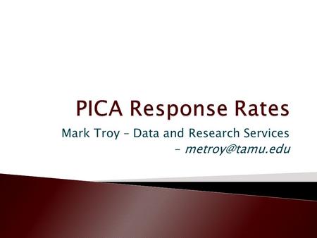 Mark Troy – Data and Research Services –