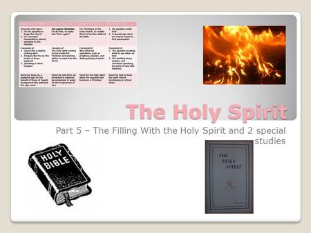 The Holy Spirit Part 5 – The Filling With the Holy Spirit and 2 special studies.