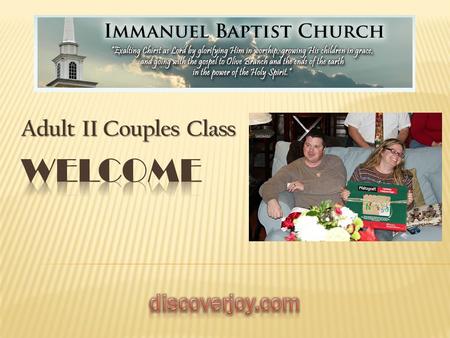 Adult II Couples Class. PhysicalSpiritualPracticalChurchMisc -The Savages -Country Haven Church -Rebekah Heup -Tony: Cancer treatments -Cathy Laster:
