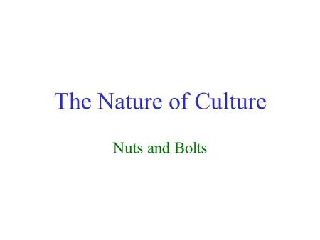 The Nature of Culture Nuts and Bolts. International Baccalaureate Mission Statement The International Baccalaureate aims to develop inquiring, knowledgeable.