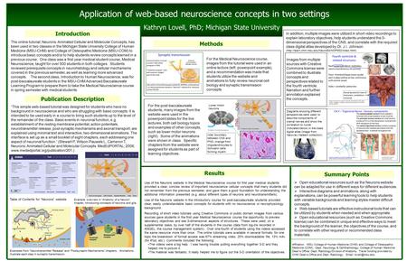 Application of web-based neuroscience concepts in two settings Kathryn Lovell, PhD; Michigan State University Publication Description Introduction Methods.