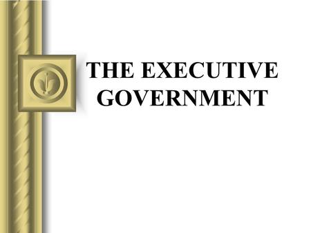 THE EXECUTIVE GOVERNMENT. Issues Definition of executive power Limits on executive power Multiple sources of executive power Relationship of executive.