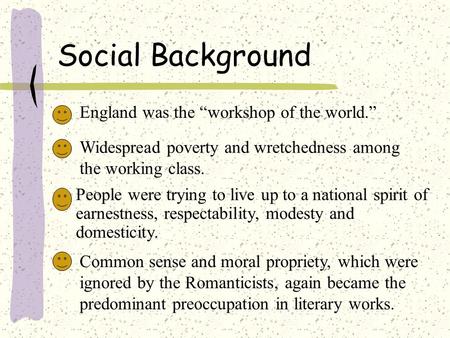 Social Background England was the “workshop of the world.”