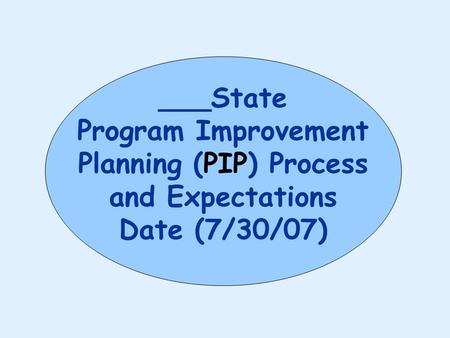 ___State Program Improvement Planning (PIP) Process and Expectations Date (7/30/07)