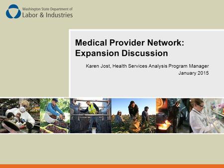 Medical Provider Network: Expansion Discussion Karen Jost, Health Services Analysis Program Manager January 2015.