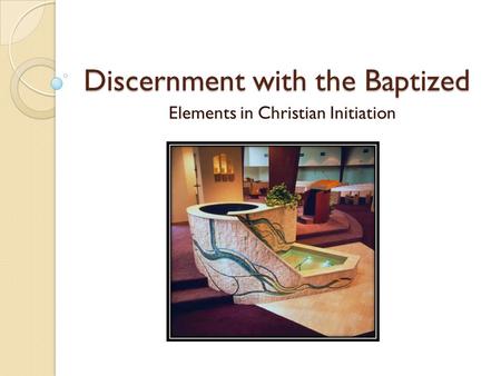 Discernment with the Baptized Elements in Christian Initiation.