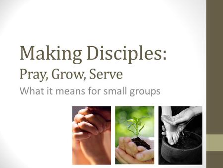 Making Disciples: Pray, Grow, Serve What it means for small groups.