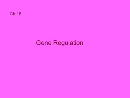 Ch 18 Gene Regulation. Consider: A multicellular organism (Pliny) Do each of his cells have the same genes? Yes, with an exception: germ cells are haploid.