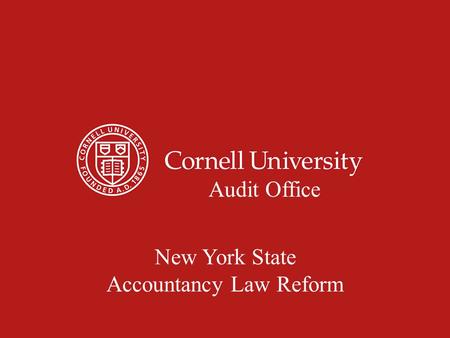 Audit Office New York State Accountancy Law Reform.