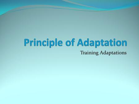 Principle of Adaptation