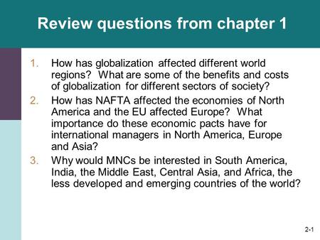 Review questions from chapter 1