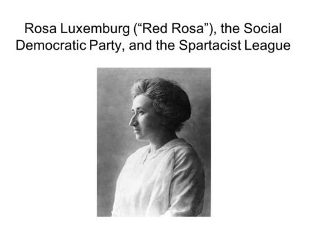Rosa Luxemburg (“Red Rosa”), the Social Democratic Party, and the Spartacist League.