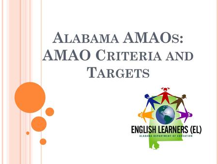 A LABAMA AMAO S : AMAO C RITERIA AND T ARGETS. Alabama English Learners.