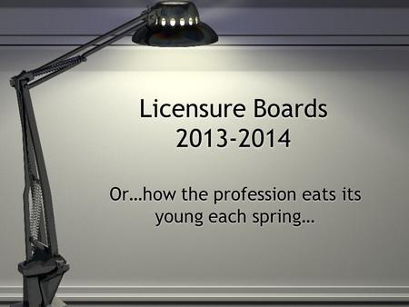 Or…how the profession eats its young each spring…