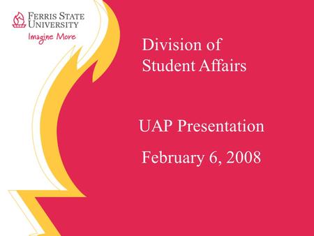 Division of Student Affairs UAP Presentation February 6, 2008.