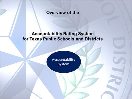 1 Accountability System Overview of the Accountability Rating System for Texas Public Schools and Districts.