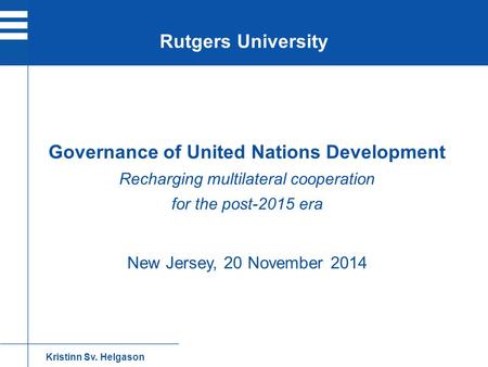 Governance of United Nations Development