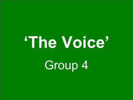 ‘The Voice’ Group 4. Agenda Assessment of the ‘Voice Thrust’ Analysis of the dimensions of ‘the voice thrust’ –Improved information flow –Improving capacity.