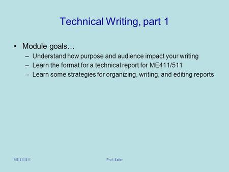 Technical Writing, part 1