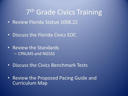 7th Grade Civics Training
