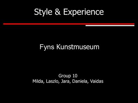 Style & Experience Fyns Kunstmuseum Group 10 Milda, Laszlo, Jara, Daniela, Vaidas.