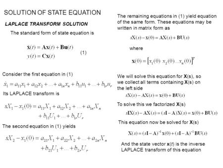 SOLUTION OF STATE EQUATION