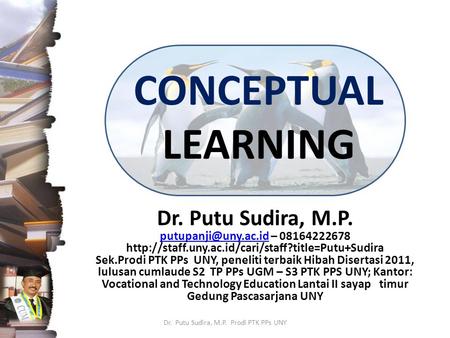 CONCEPTUAL LEARNING Dr. Putu Sudira, M.P. – 08164222678  Sek.Prodi.