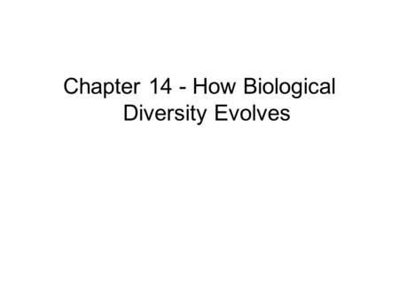 Chapter 14 - How Biological Diversity Evolves. Macroevolution MACROEVOLUTION AND THE DIVERSITY OF LIFE –Encompasses the major biological changes evident.
