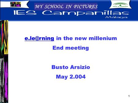 1 MY SCHOOL IN PICTURES in the new millenium End meeting Busto Arsizio May 2.004.