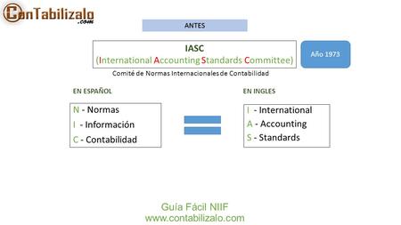 ANTES IASC (International Accounting Standards Committee) Año 1973